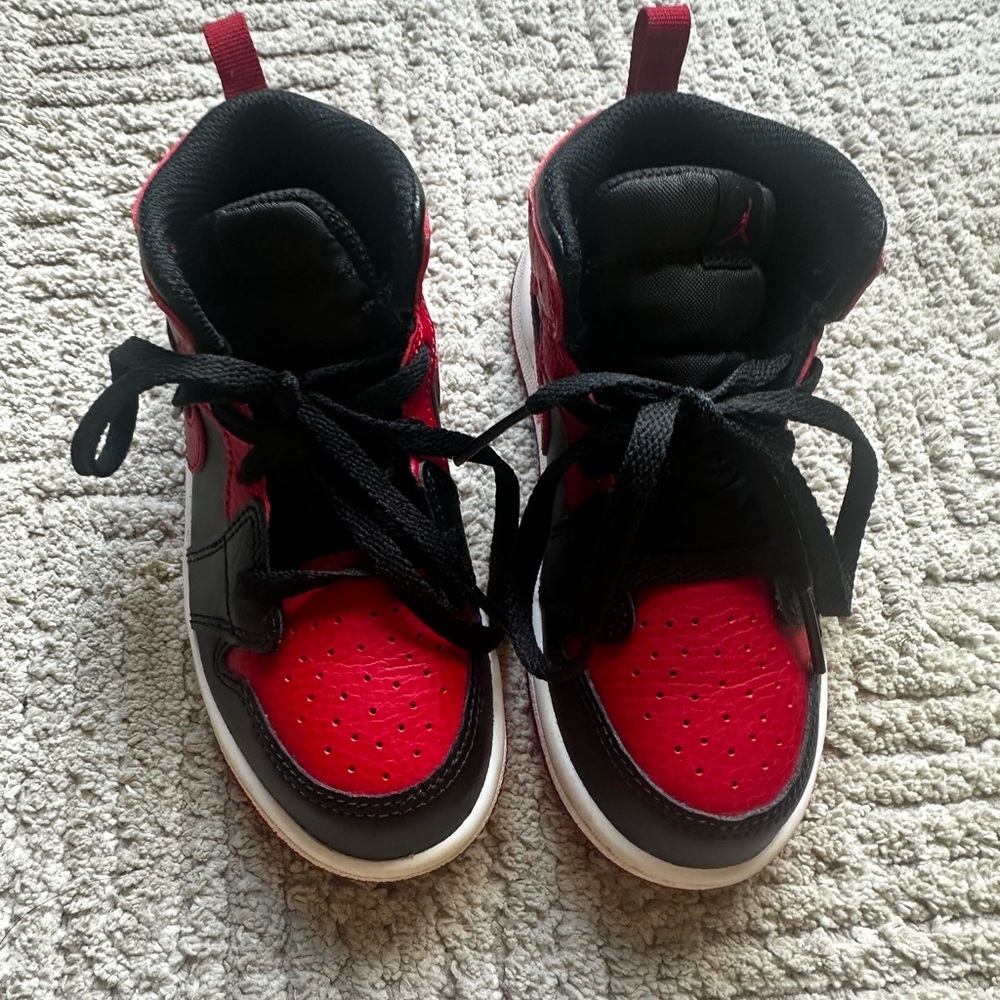 Nike Air Jordan Kids Black & Red High-Top Sneakers - Picture 3 of 16
